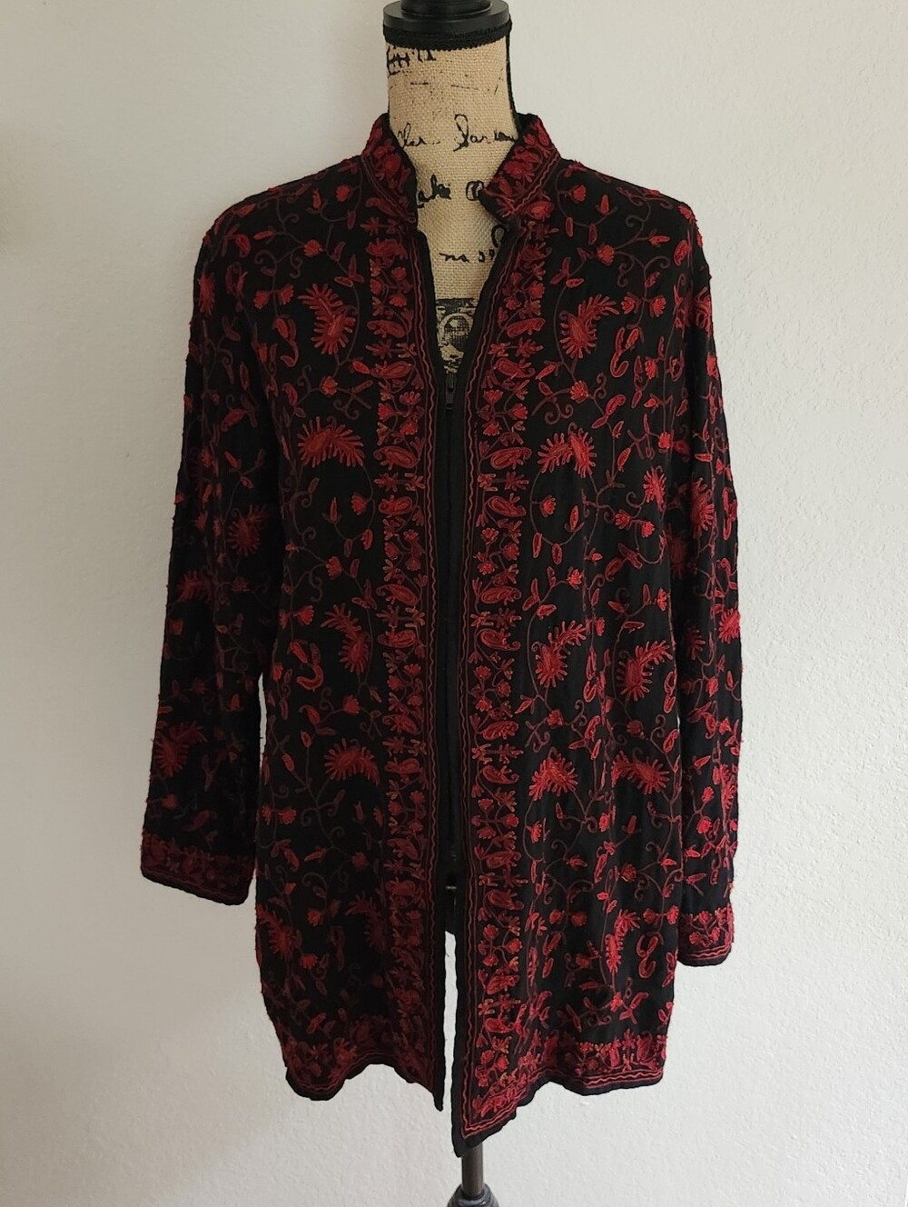 Coldwater Creek 100% Wool Embroidered Jacket Sz 1X